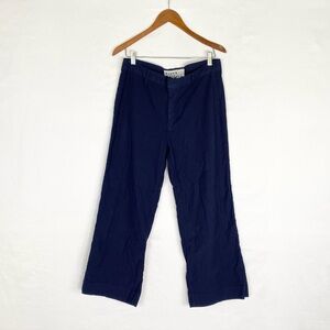 Frank & Eileen Wexford Wide Leg Linen Pant in Navy Cotton Size 10 Rekaxed